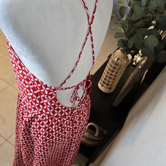 LOFT Women’s Red And White Multi Strap Pinwheel Tie Back Sundress Size 10 - Picture 4 of 8